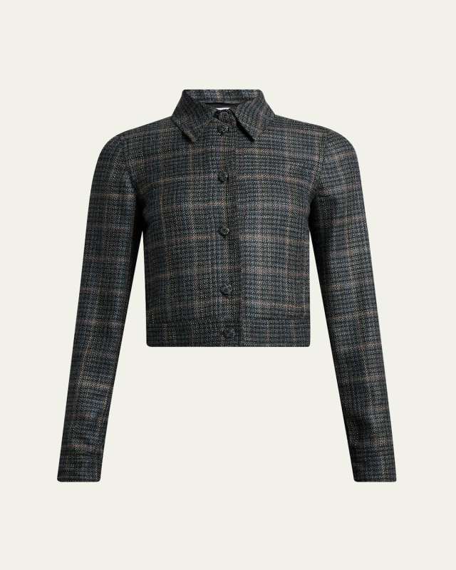Thereza Cropped Wool Silk Plaid Jacket